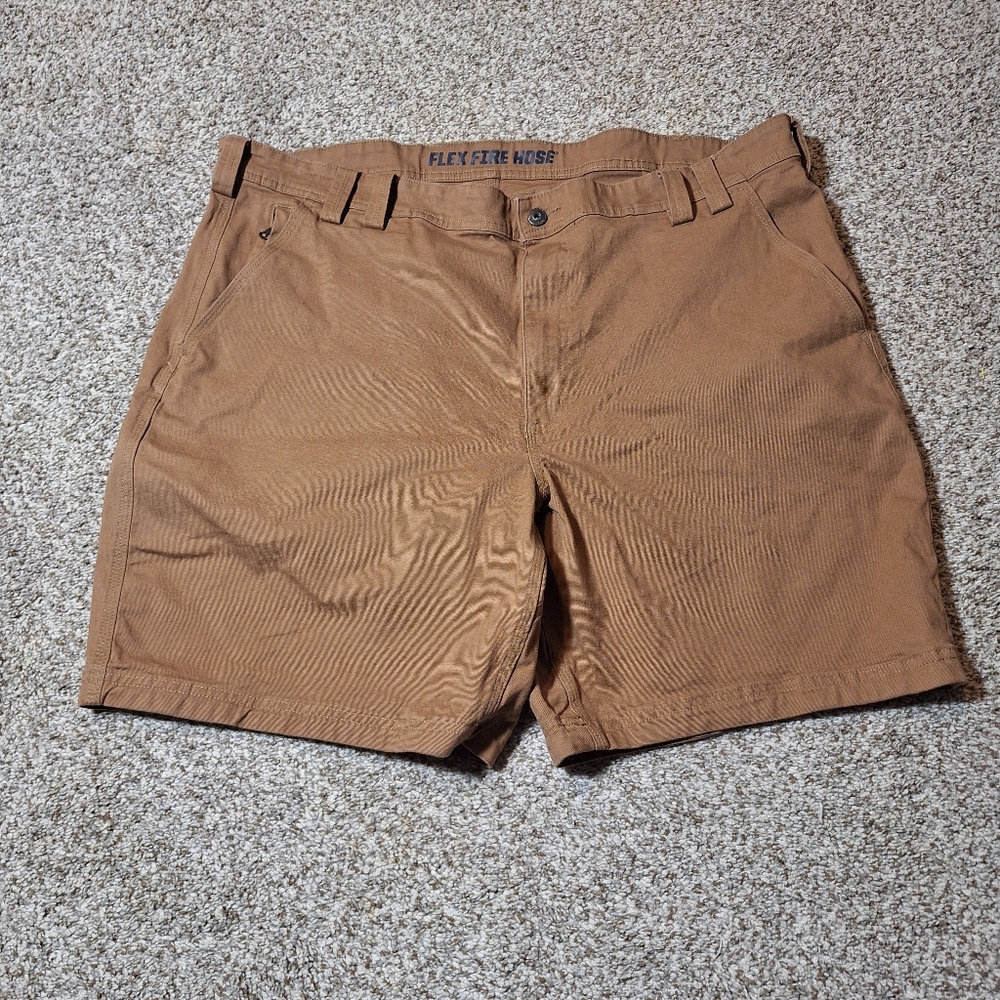 Duluth Trading Flex Fire Hose Shorts 44 Brown Men's Relaxed Fit Work Wear Canvas